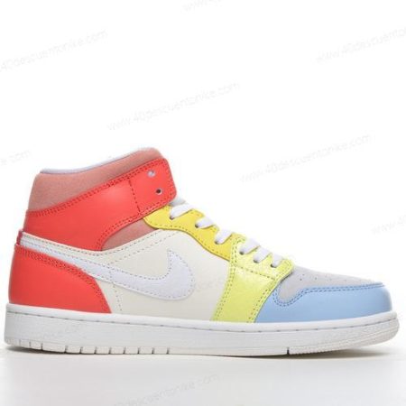 Zapatos Nike Air Jordan 1 Mid ‘Blanco Amarillo Rojo Azul’ Hombre/Femenino DJ6908-100