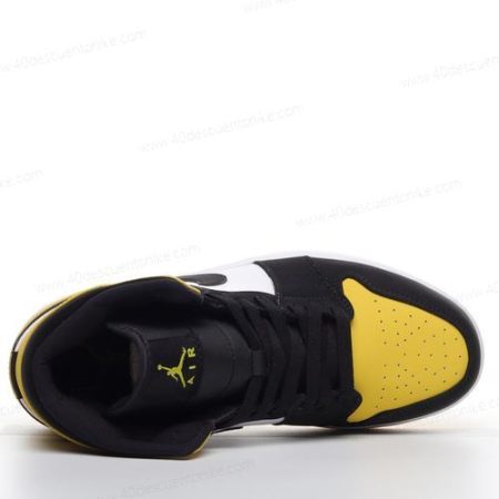 Zapatos Nike Air Jordan 1 Retro Mid ‘Negro Blanco Amarillo’ Hombre/Femenino 554725-035