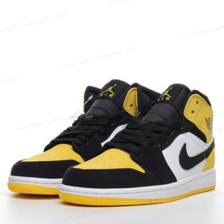 Zapatos Nike Air Jordan 1 Retro Mid ‘Negro Blanco Amarillo’ Hombre/Femenino 554725-035