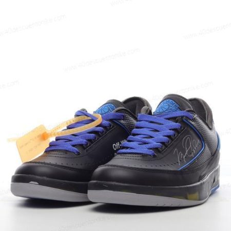Zapatos Nike Air Jordan 2 Retro Low SP x Off-White ‘Negro Azul Gris’ Hombre/Femenino DJ4375-004