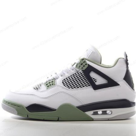 Zapatos Nike Air Jordan 4 Retro ‘Blanco Negro Verde’ Hombre/Femenino AQ9129-103