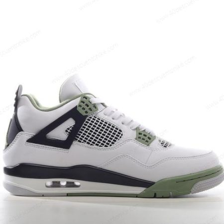 Zapatos Nike Air Jordan 4 Retro ‘Blanco Negro Verde’ Hombre/Femenino AQ9129-103