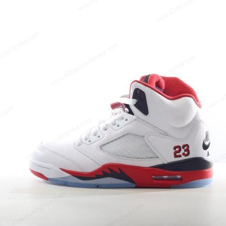 Zapatos Nike Air Jordan 5 Retro ‘Blanco Rojo Negro’ Hombre/Femenino 136027-120